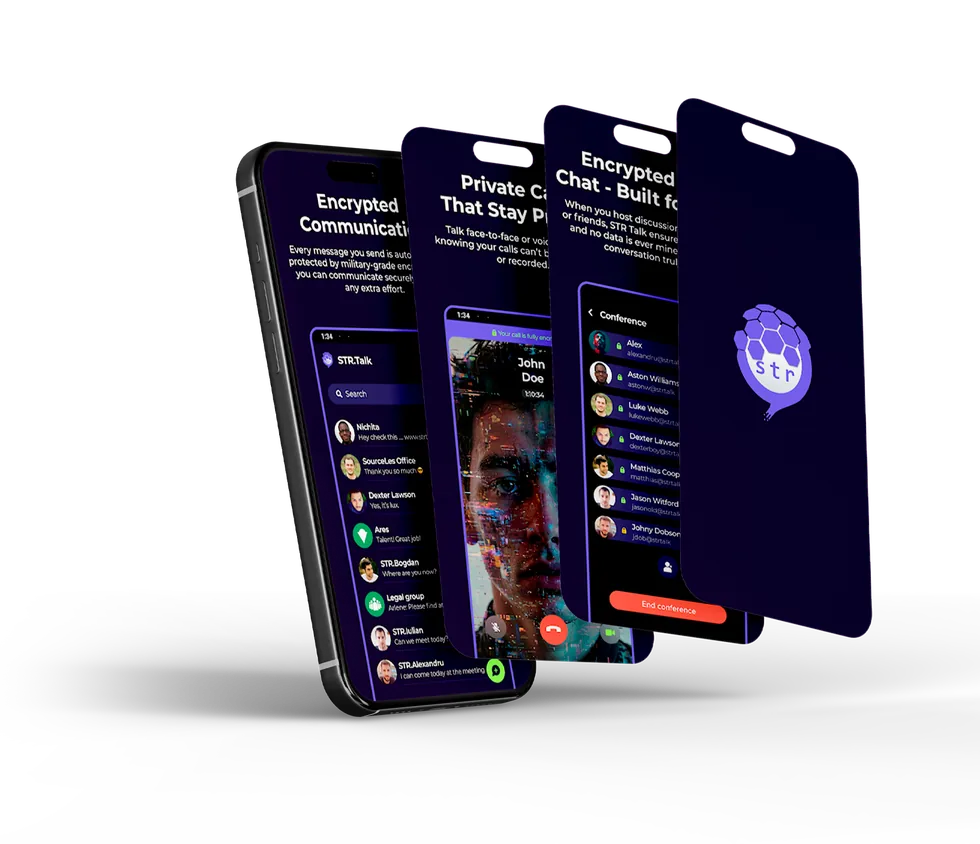 STR.Talk app screens on mobile devices